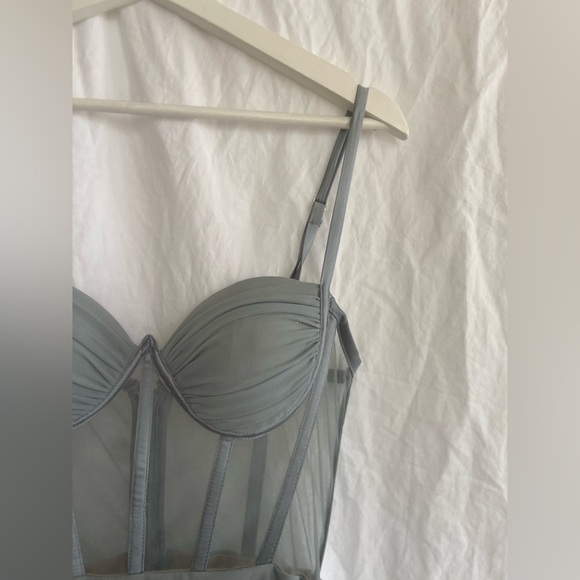 Miss Circle Grey Ruched Draping Mesh Corset Dress Size XS - Picture 4 of 16